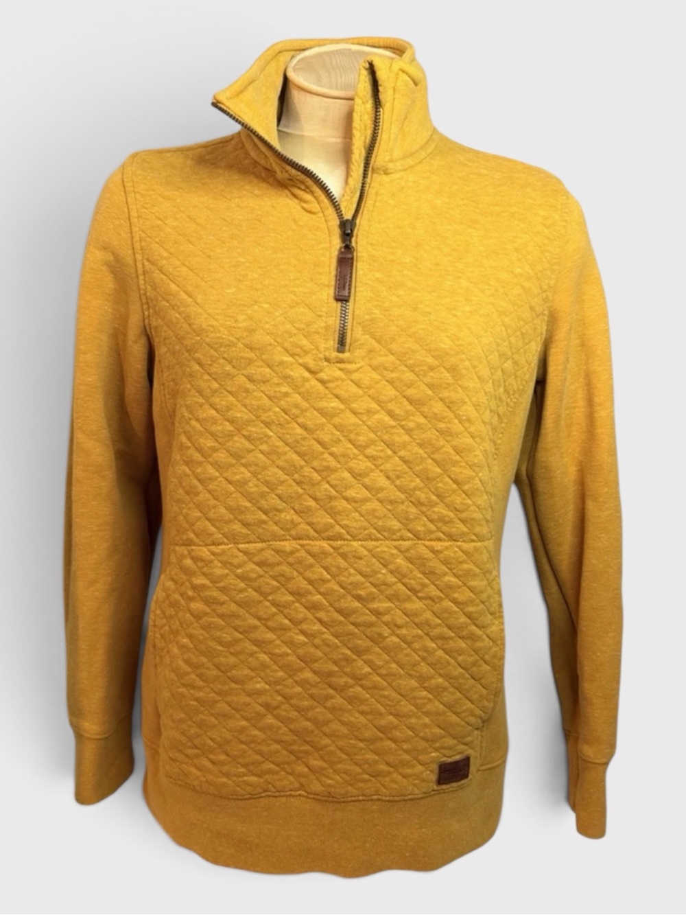 916 L.L. Bean Petite Quilted Quarter-Zip Yellow Sweater Jacket